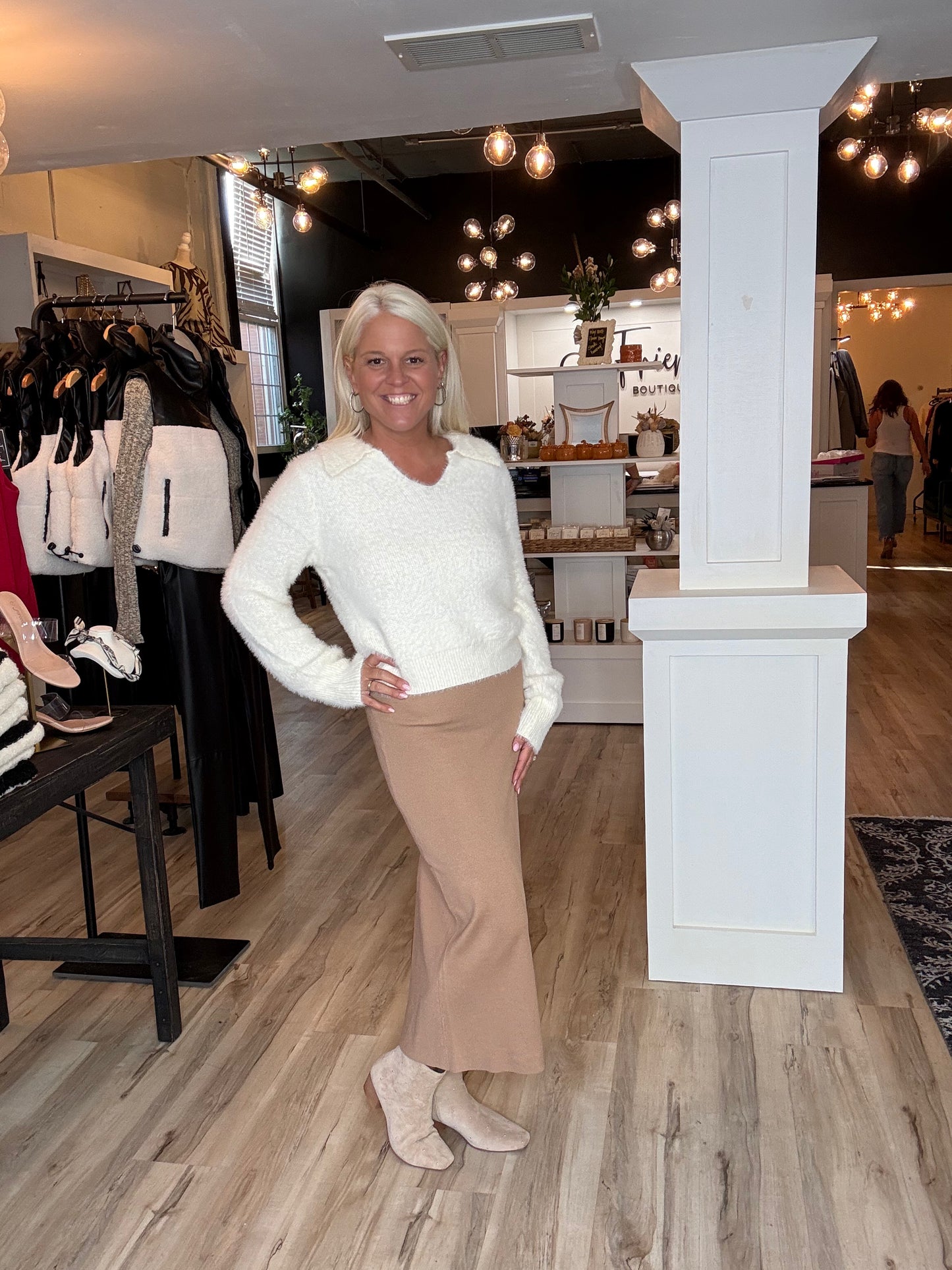 Knitted High Rise Midi Skirt