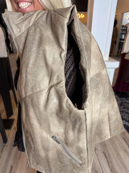 Vegan Leather Puffer Vest