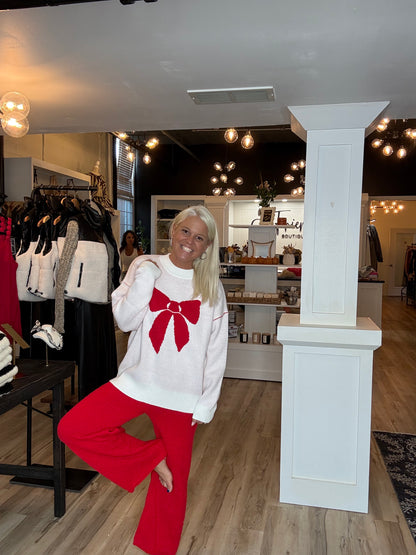 Christmas Bow Print Sweater