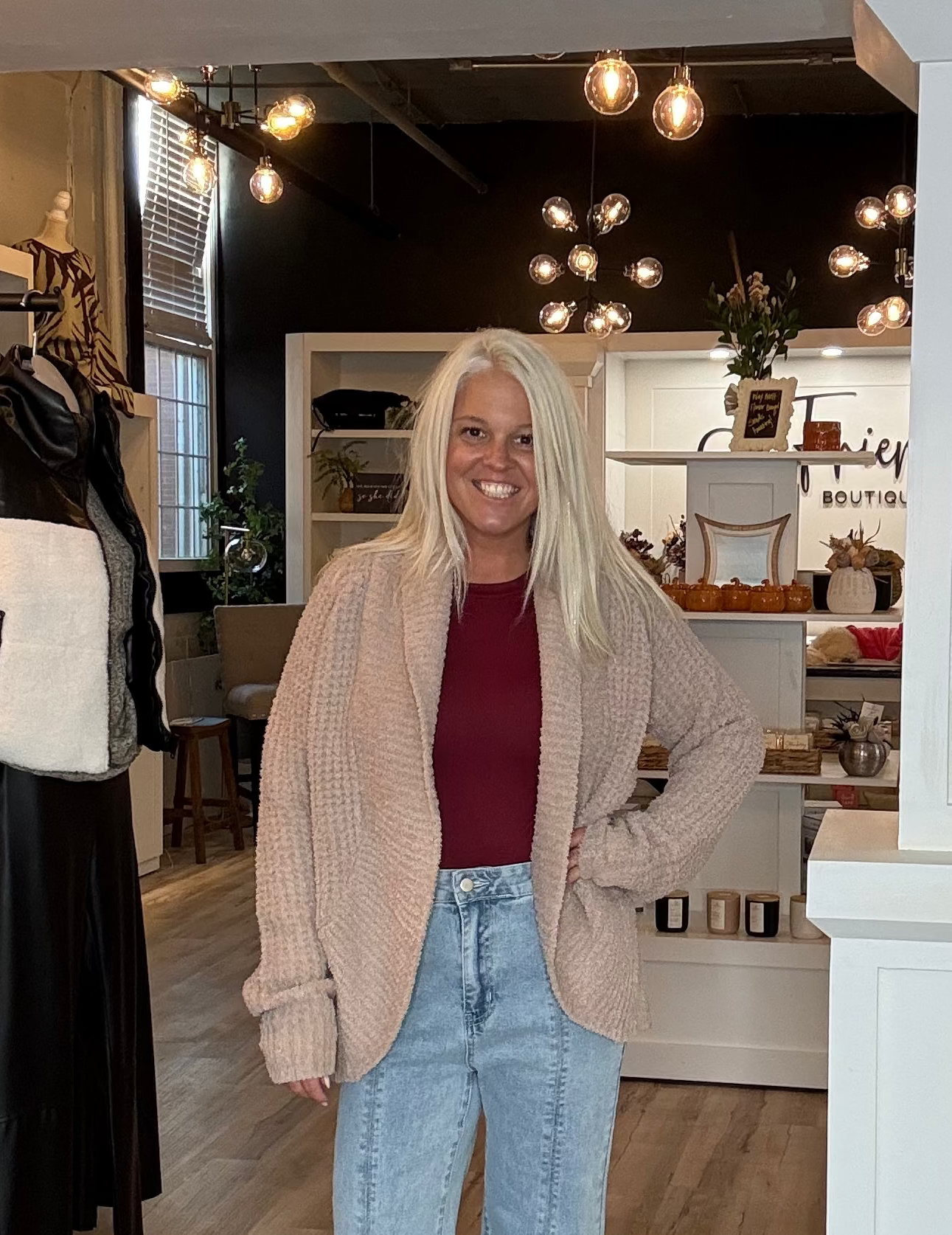 Waffle Marshmallow Cocoon Cardigan