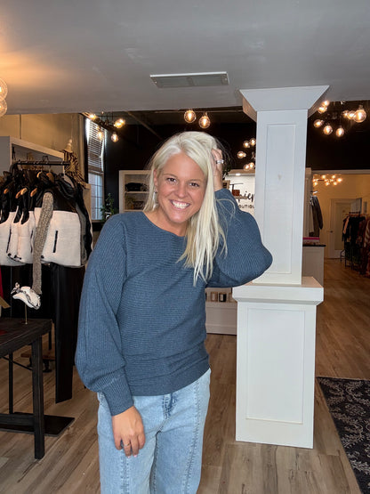 Horizontal Ribbed Long Sweater