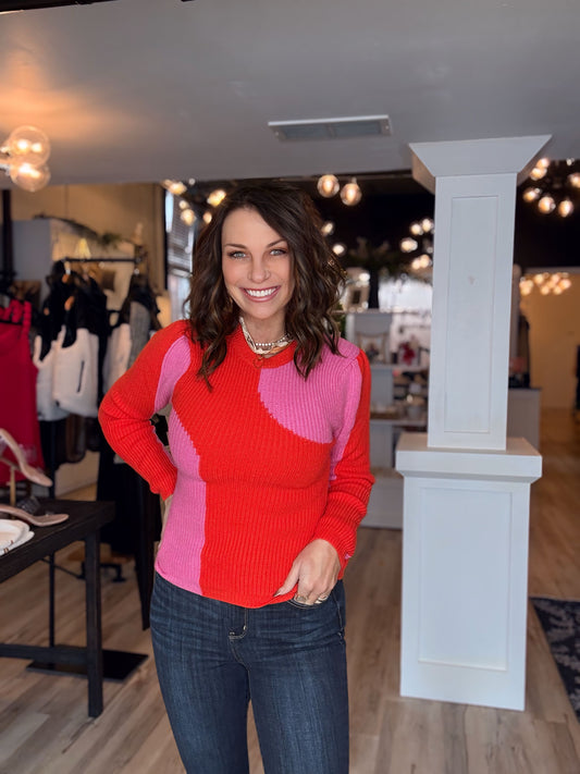 Asymmetrical Color Block Knit