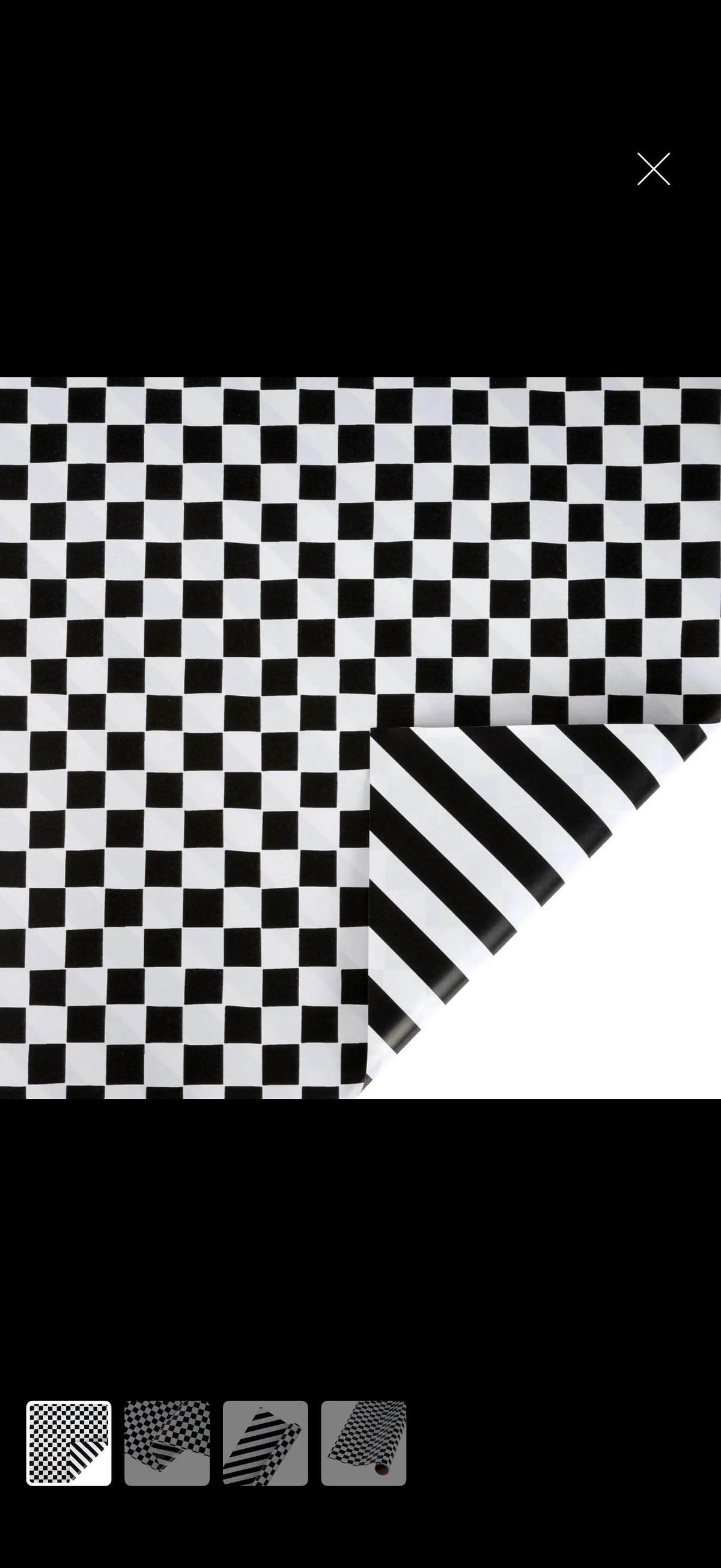 30" X 10' Holiday Reversible Wrapping Paper | Black/White Checked and Black/White Stripe