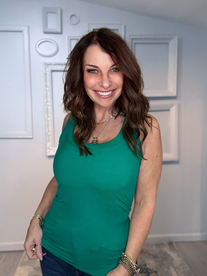 Ribbed Scoop Neck Tank Top