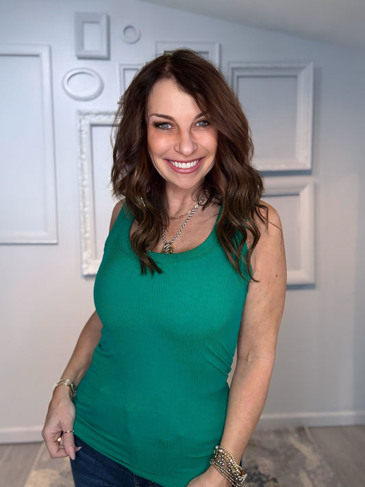 Ribbed Scoop Neck Tank Top