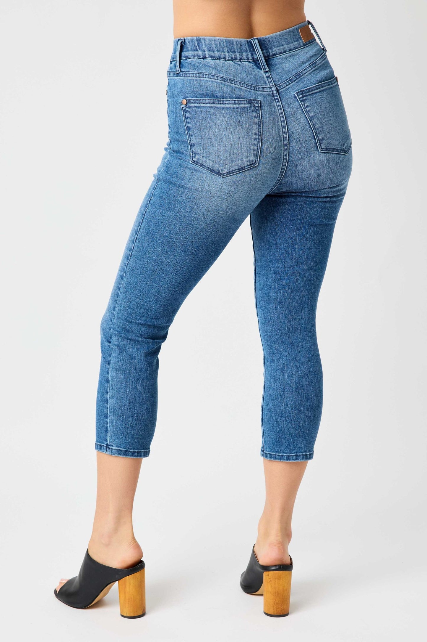 High Waist Cool Denim Pull On Capri, Judy Blue - GirlFriends Boutique