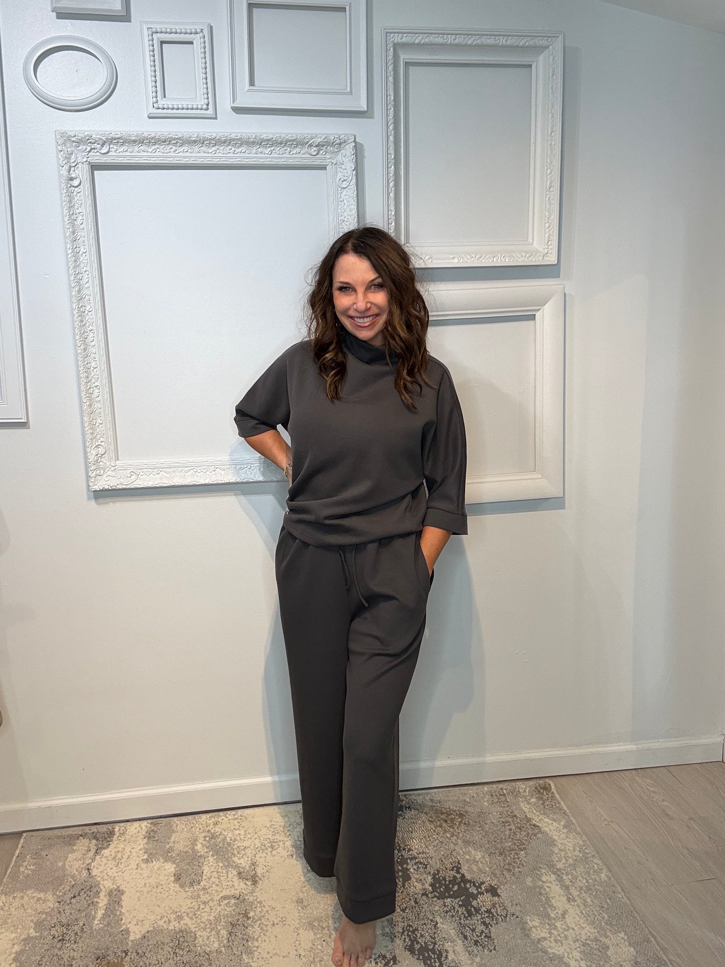 Scuba Mock Neck Knit Top