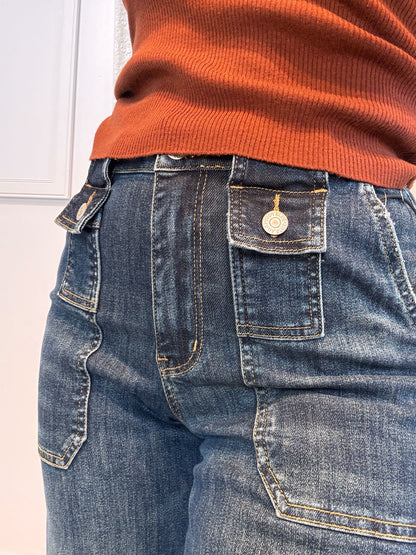 Judy Blue HW Wide Crop Utility & Patch Pocket