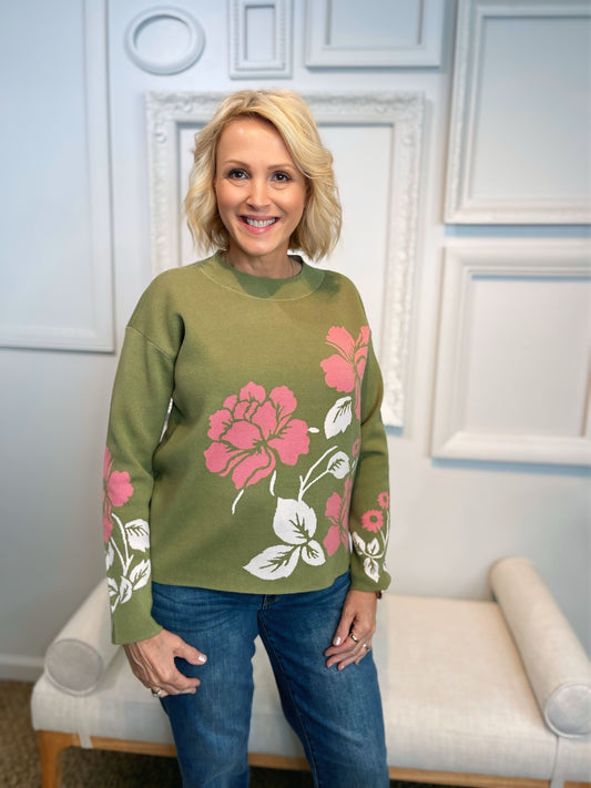 Flower Jacquard Pullover