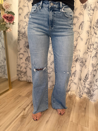 LM High Rise Stretch Vintage Flare w/ Raw Hem Jeans