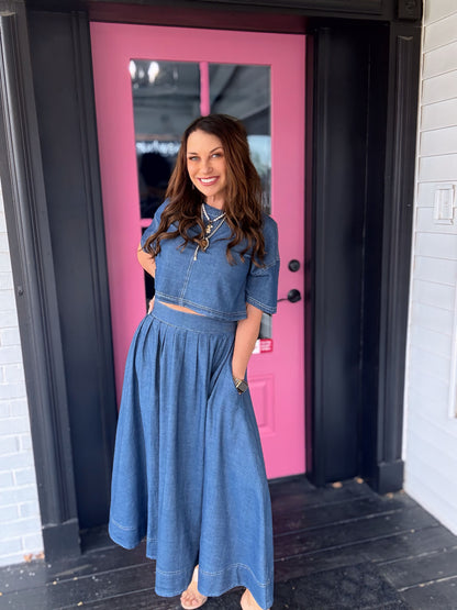 Nina Midi Denim Skirt