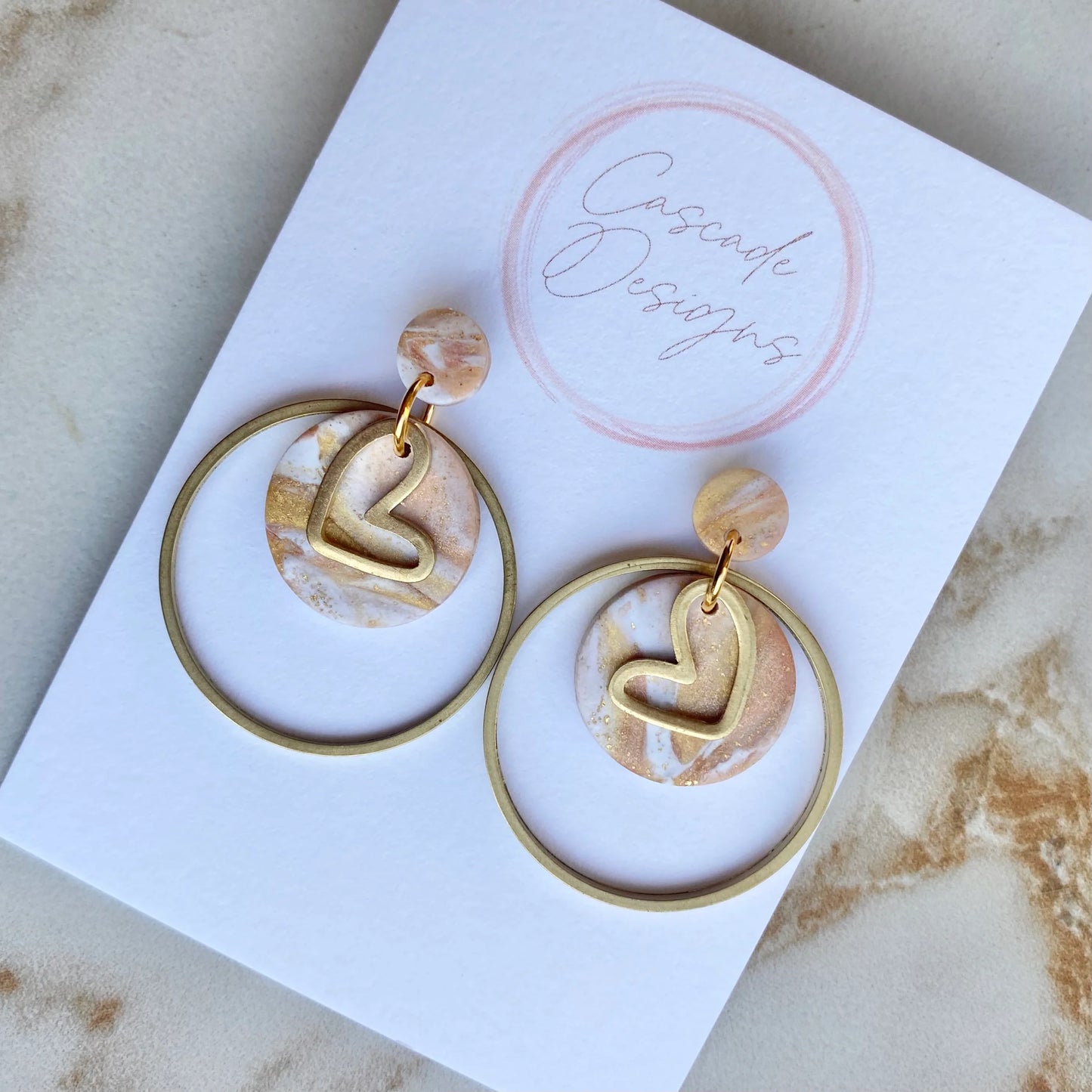 The Gold Amor | Heart Hoop Clay Earrings - GirlFriends Boutique