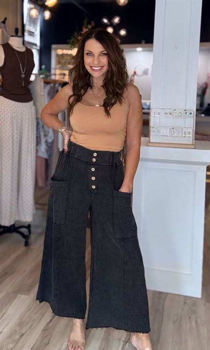 Cotton Gauze Washed Pants