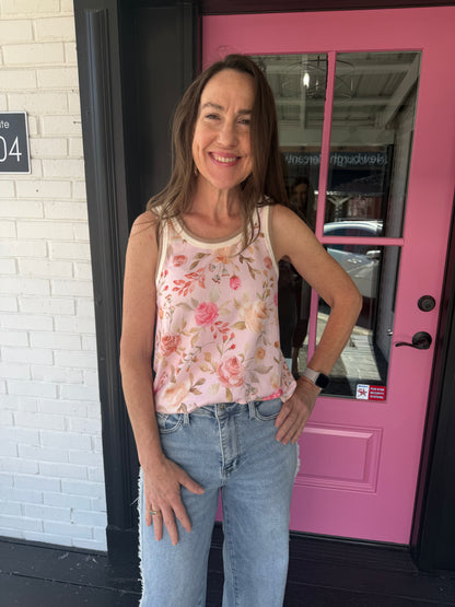 Floral Printed Jersey Tank Top