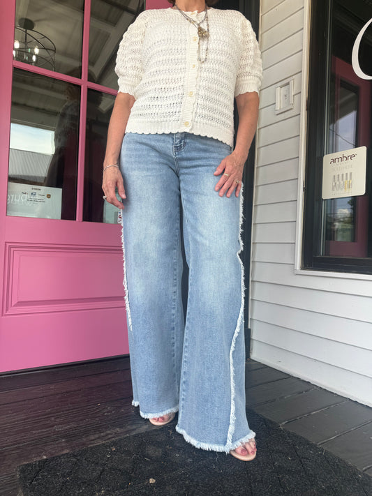 Judy Blue HW Retro Wide w/ Raw Twisted Outseam