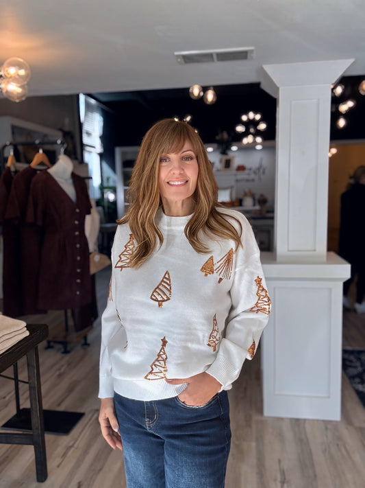 Gold Tree Sequin Christmas Sweater