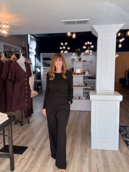 Side Ruched Texture Knit Top