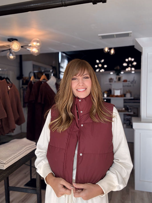 High Neck Cropped Puffer Vest