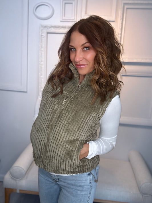 Olive Corduroy Vest