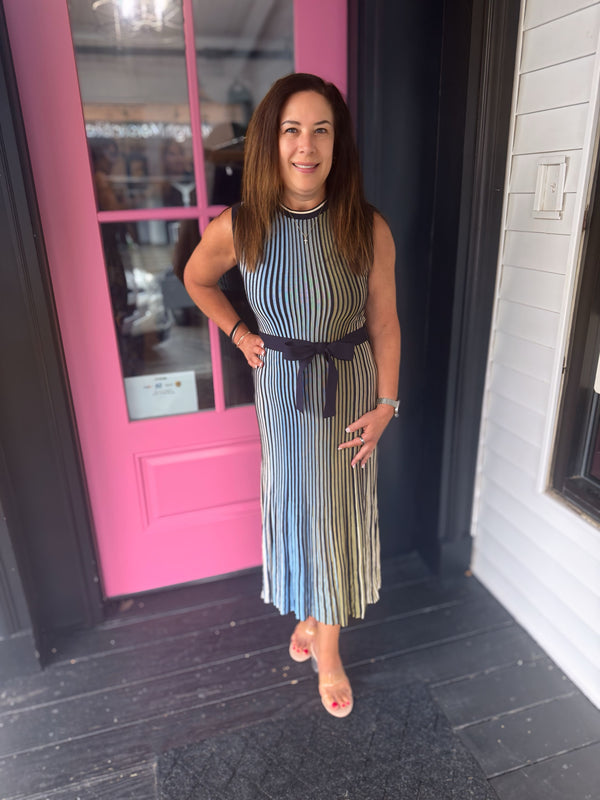 Striped Knit Midi Dress