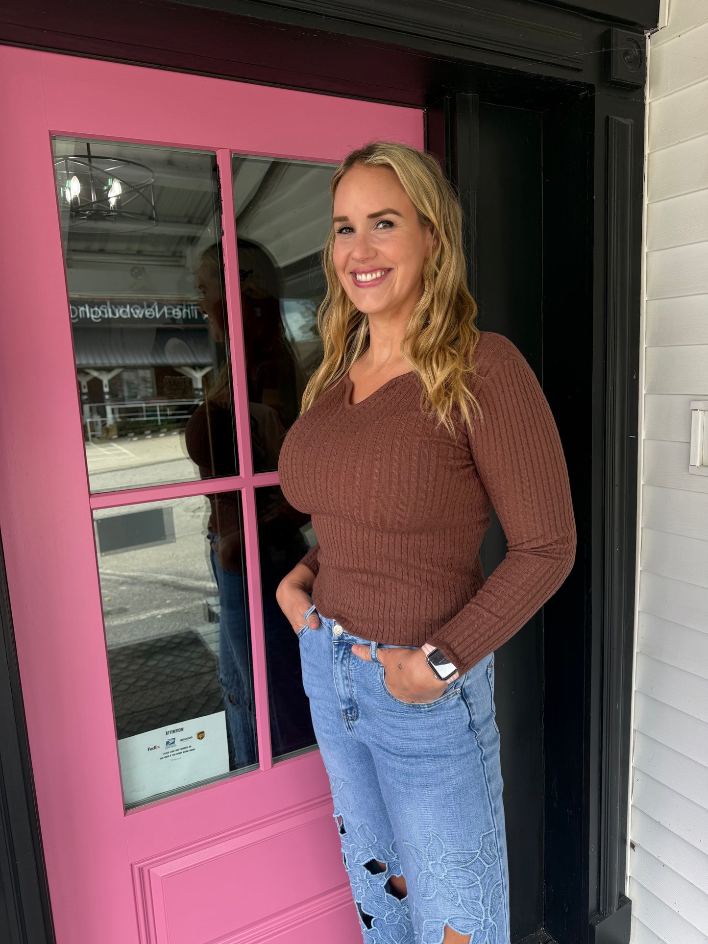 Cable V-Neck Knitted Sweater