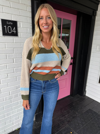 Relaxed Fit Striped Sweater
