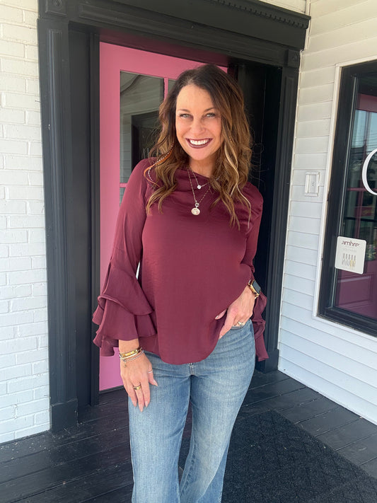Ruffled Bell Sleeve Blouse