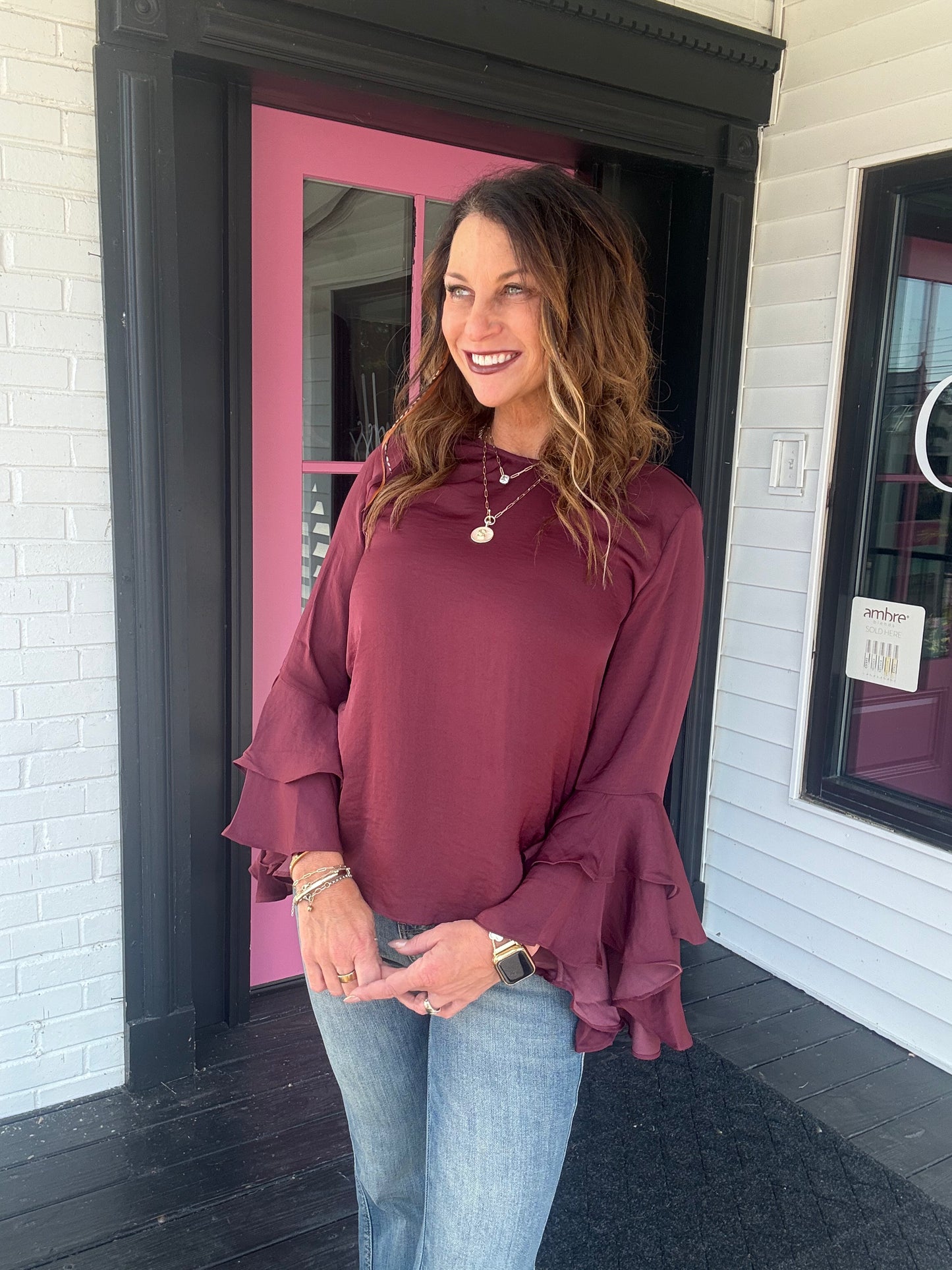 Ruffled Bell Sleeve Blouse