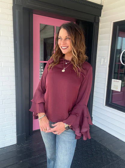 Ruffled Bell Sleeve Blouse