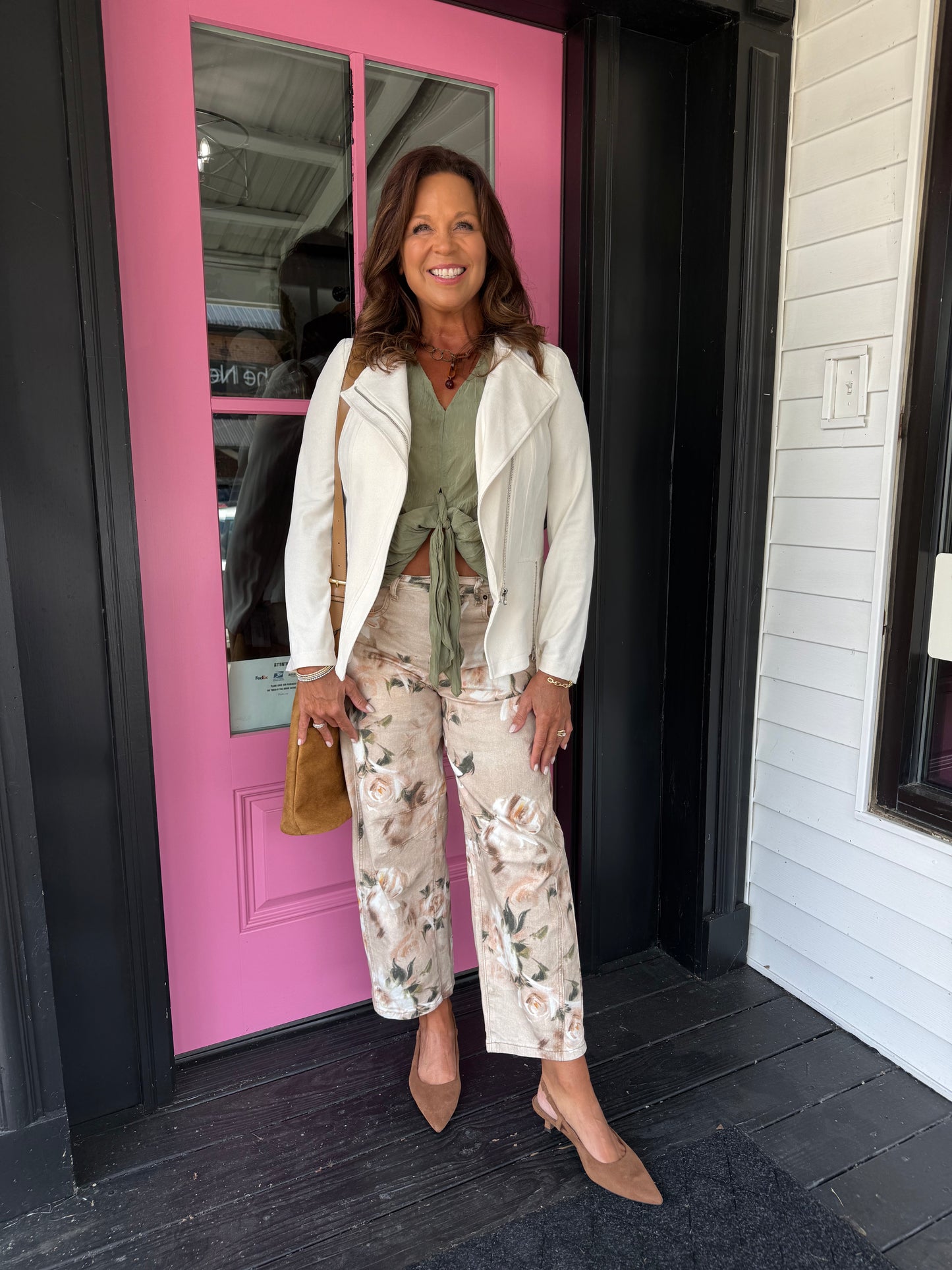 Floral Denim Barrel Jeans