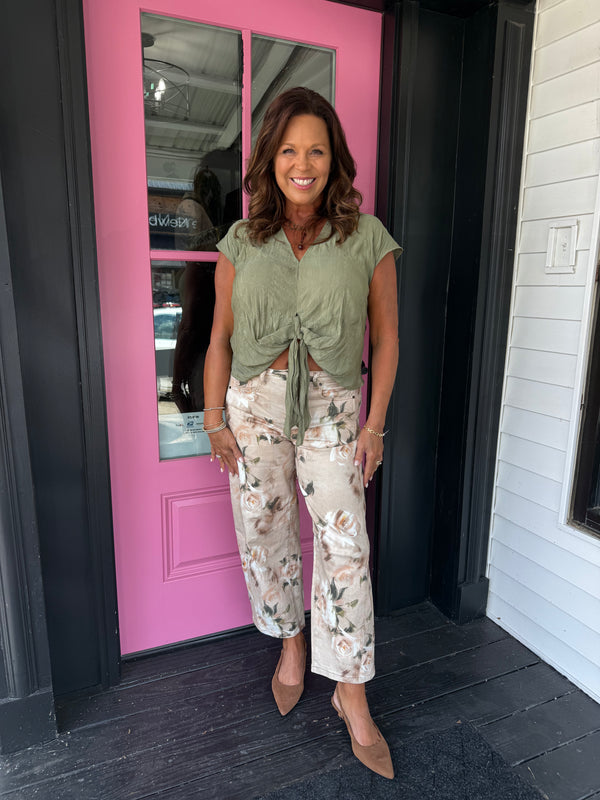 Floral Denim Barrel Jeans