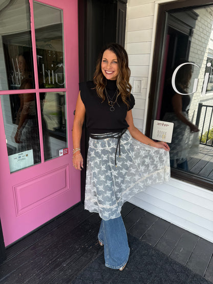Sheer Lace Handkerchief Skirt