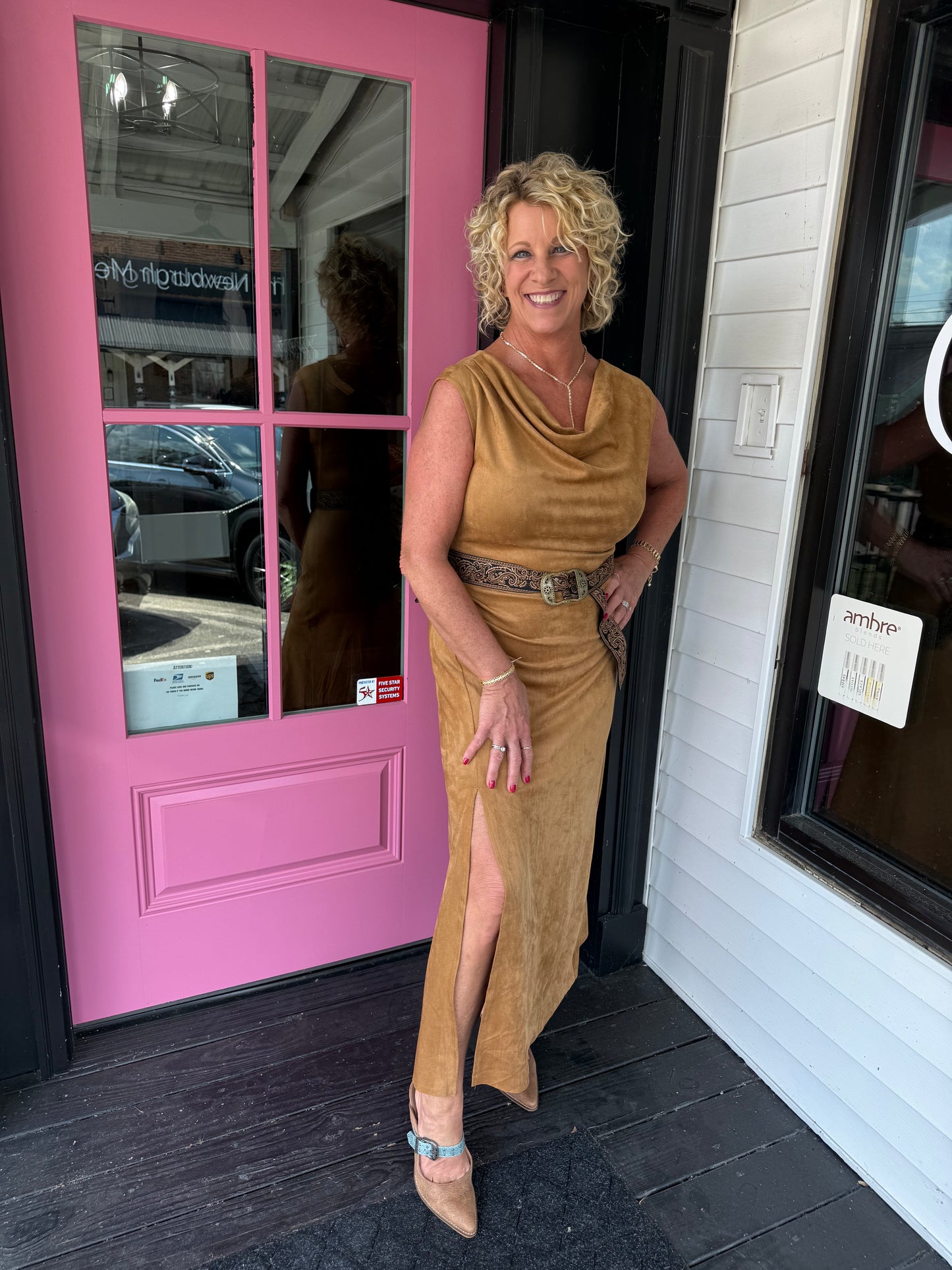 Sueded Asymmetric Cowl Dress