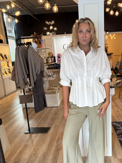 Pleated Poplin Shirt