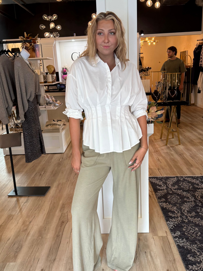 Pleated Poplin Shirt