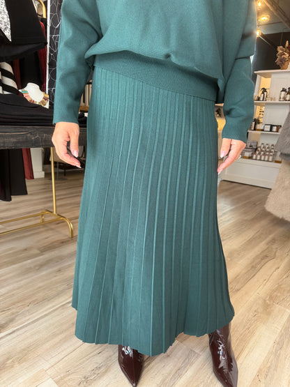 High-Waisted Pleated Midi Skirt