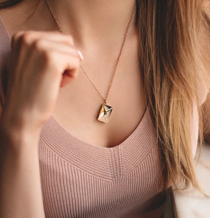 Love Letter 14K Gold Envelope and Letter Necklace