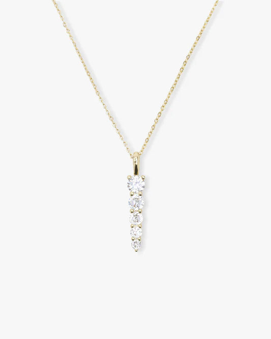 "Oh She Fancy" 5-Drop Necklace Gold|White Diamondettes, Melinda Maria