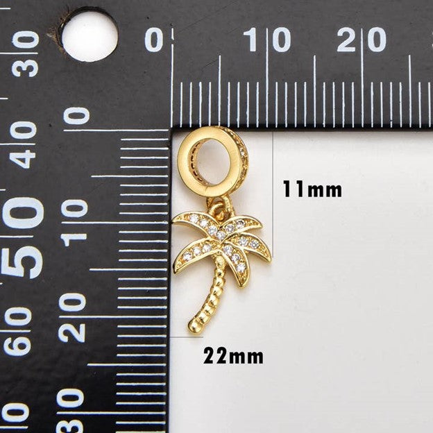 Cz Micro Pave Palm Tree Charm Pendant