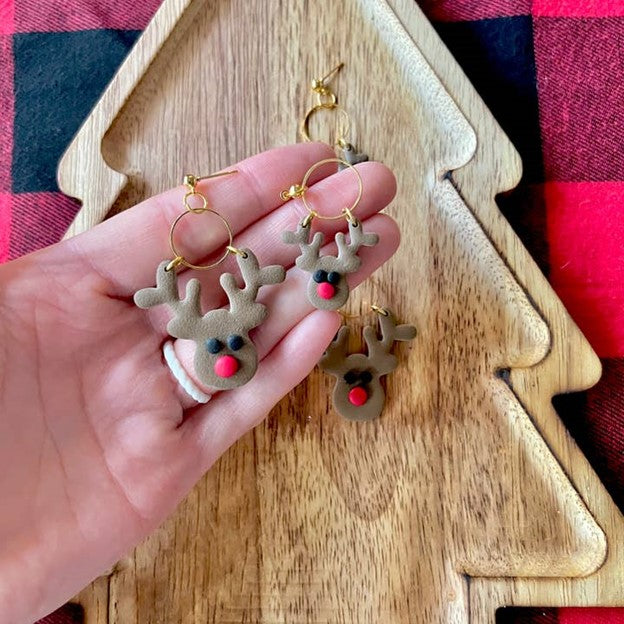 Reindeer Clay Earrings