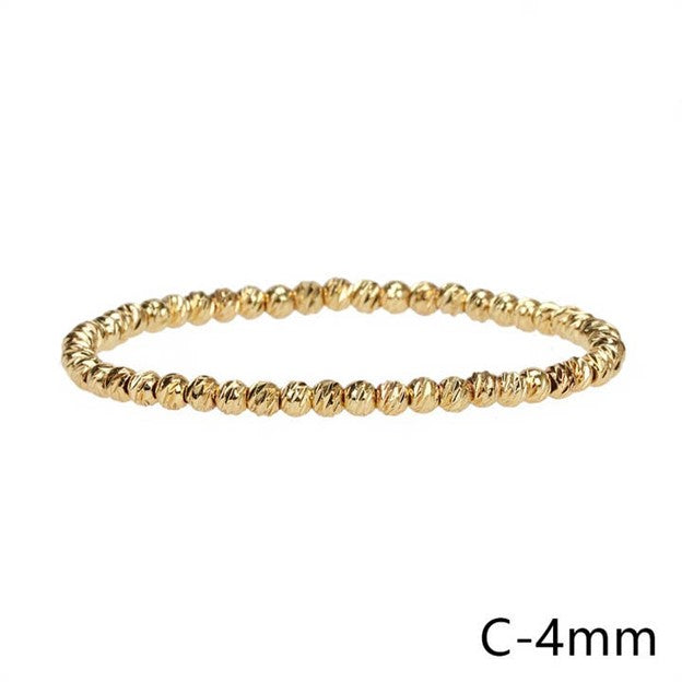 Faceted 4mm Textured Gold Filled Beaded Bracelet