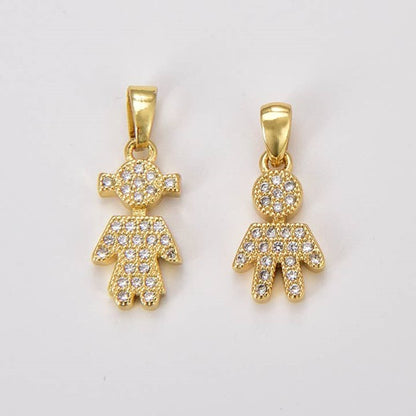 18K Gold Filled Cz Micro Pave Boy/Girl Charm