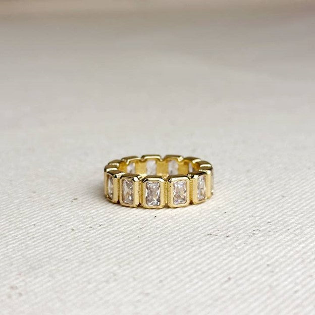 18k Gold Filled Chunky Cz Eternity Band Ring. Size 8