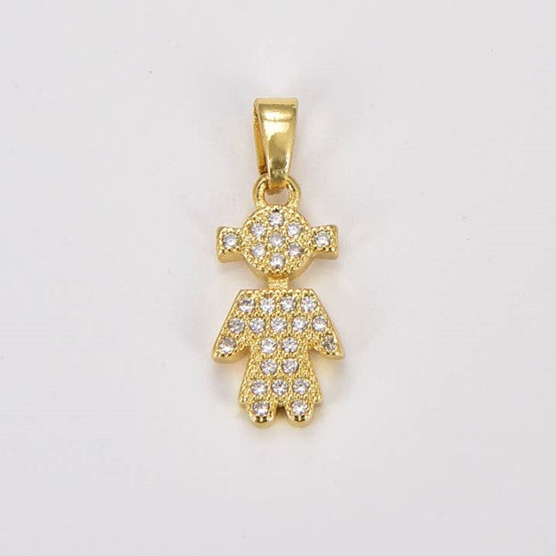 18K Gold Filled Cz Micro Pave Boy/Girl Charm