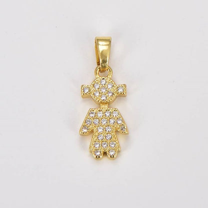 18K Gold Filled Cz Micro Pave Boy/Girl Charm