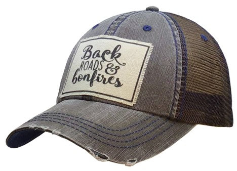 Back Roads & Bonfires Distressed Trucker Hat