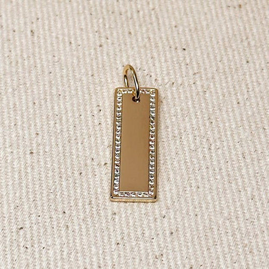 18k Gold Filled Cz Bar Pendant