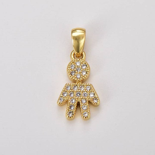 18K Gold Filled Cz Micro Pave Boy/Girl Charm