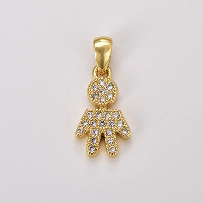 18K Gold Filled Cz Micro Pave Boy/Girl Charm