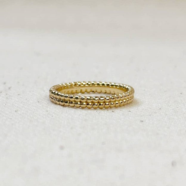 18k Gold Filled Double Beaded Band Ring